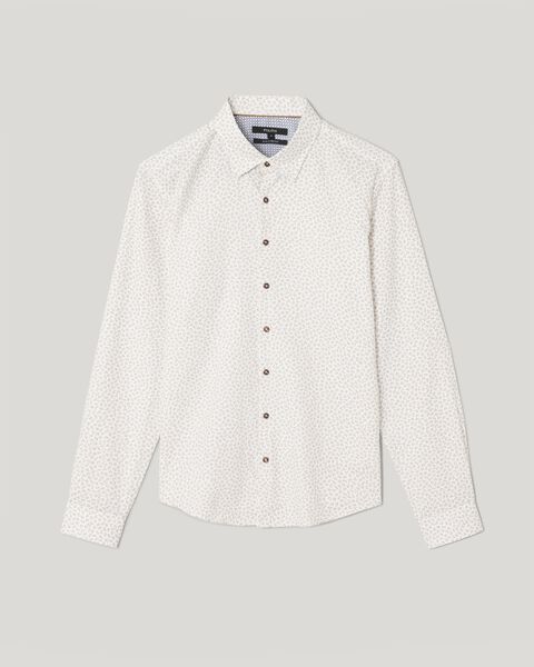 Slim Stretch Micro Floral Long Sleeve Shirt, White/Sand, hi-res
